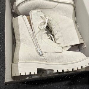 Matt & Nat Cream Lace-Up Combat Boots